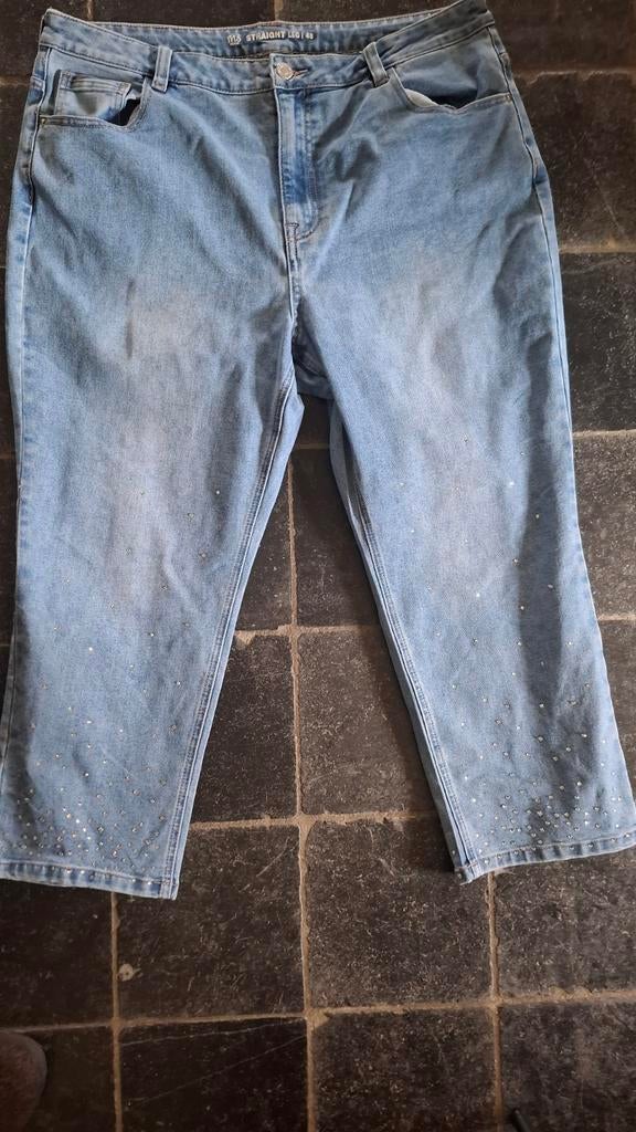 M&S Mode spijkerbroek maat 48 straight leg met glimmertjes, Blauw, Overige jeansmaten, Ophalen of Verzenden, Zo goed als nieuw