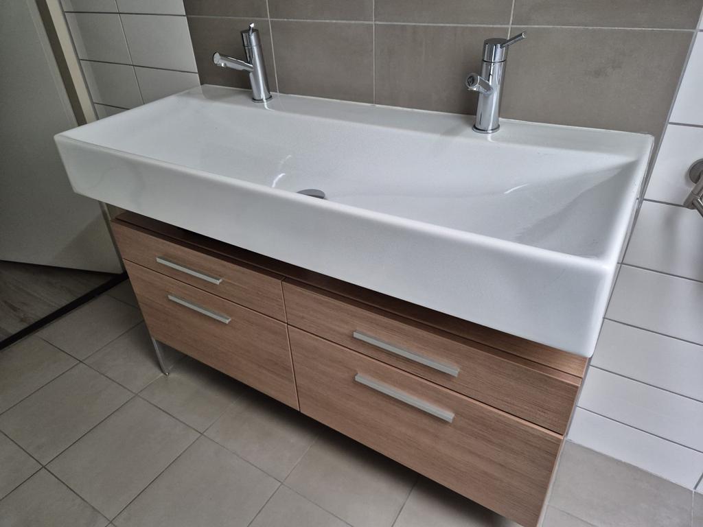 Sphinx wastafel met onderkast, Huis en Inrichting, Badkamer | Badkamermeubels, Ophalen, Gebruikt, 100 tot 150 cm, Minder dan 100 cm
