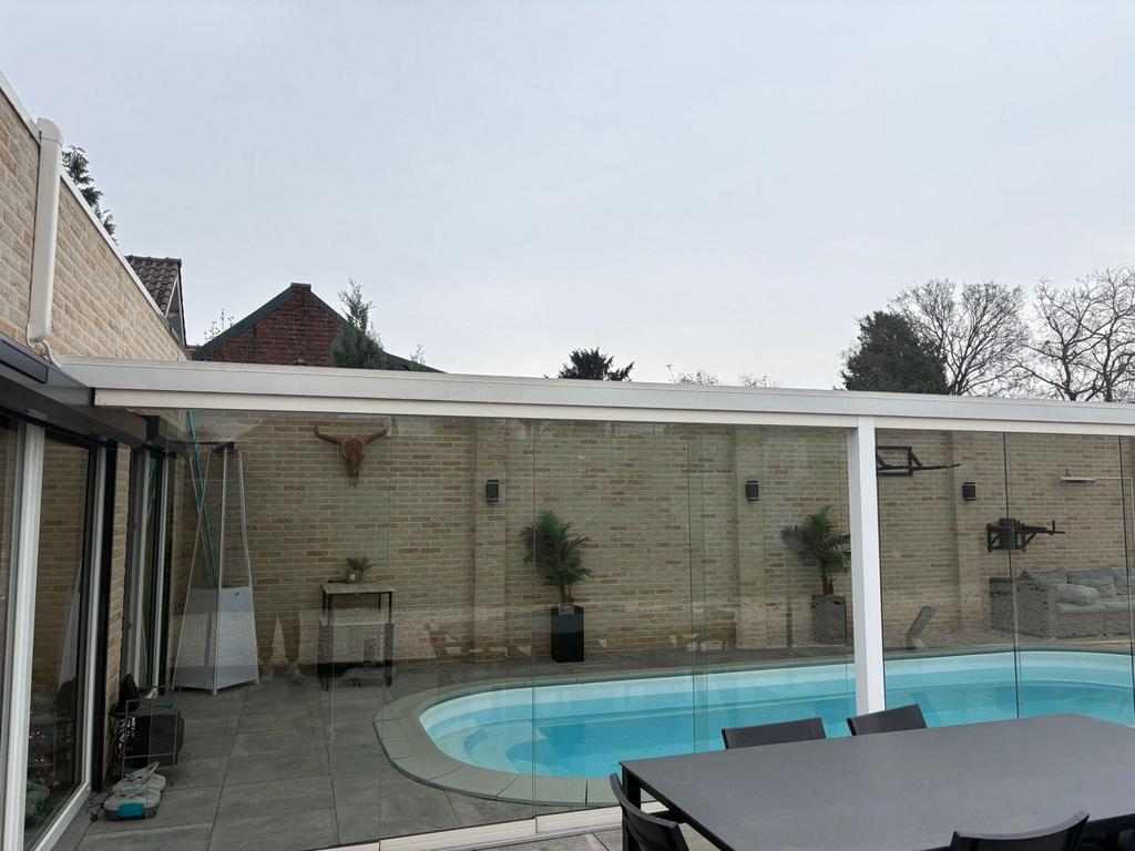Luxe glazen overkapping voor serre of zwembad 12x4.8, Tuin en Terras, Ophalen, Gebruikt, Serre