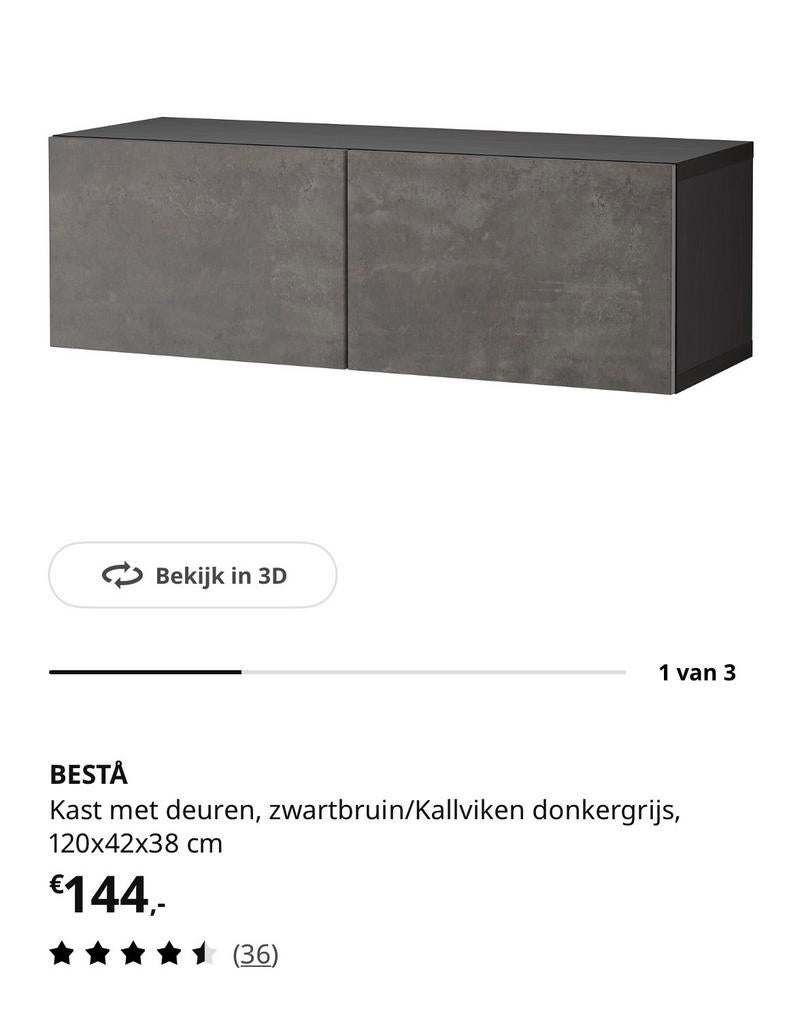 IKEA BESTÅ Kast met deuren Kallviken donkergrijs, Ophalen, Gebruikt