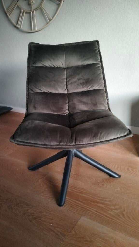 Mooie draai fauteuil stoel groen velvet, Ophalen, Zo goed als nieuw, Overige kleuren, Eén