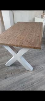 Eettafel met kruisposten zgan 90x160, Huis en Inrichting, Tafels | Eettafels, Zo goed als nieuw, Vijf personen of meer, Rechthoekig