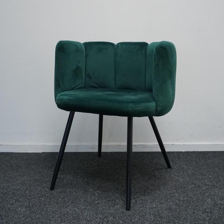 Five Finger Chair | Eetkamerstoel | Dark Green Velvet, Huis en Inrichting, Stoelen, Gebruikt, Eén, Hout, Stof, Overige kleuren