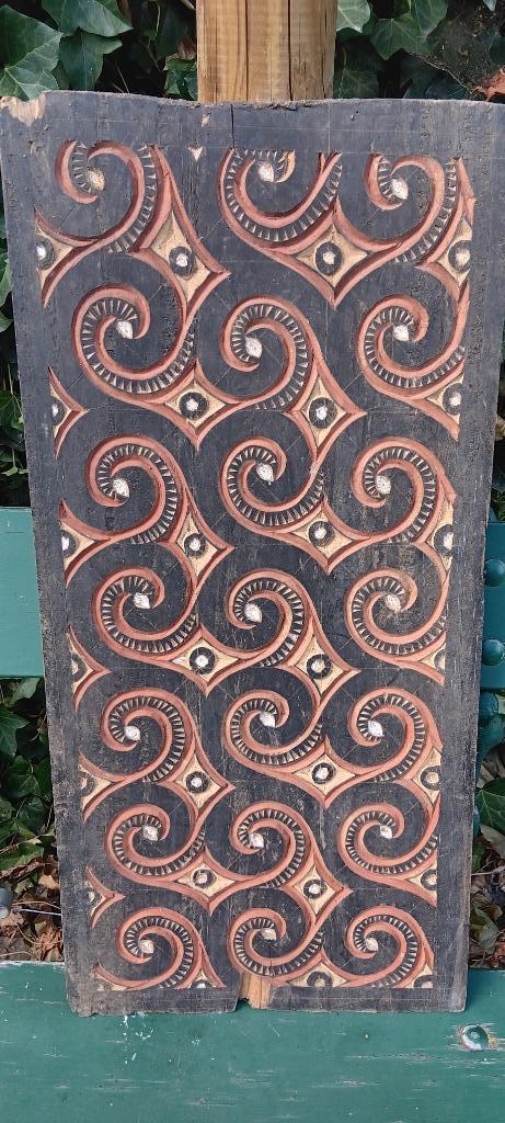 Paneel schuur huis Tana Toraja Sulawesi Indonesië 75x35,5 cm, Antiek en Kunst, Kunst | Niet-Westerse kunst, Ophalen of Verzenden
