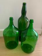 3 x grote groene fles vaas wijnfles fles, Ophalen, Groen, Glas, 50 tot 75 cm