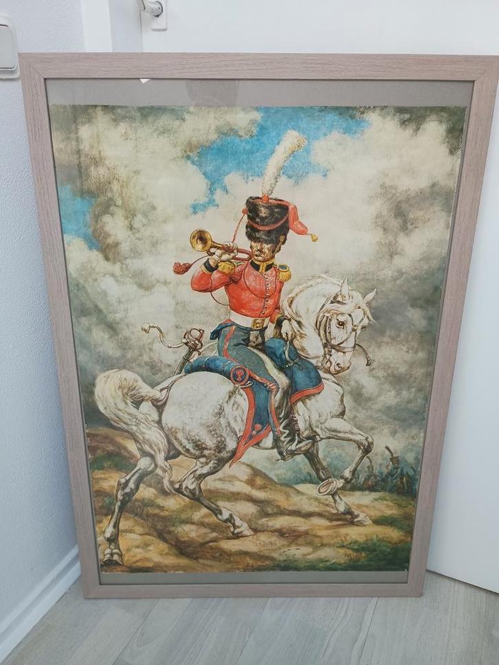 Cavalerist Huzaar op het slagveld (Napoleontische periode), Antiek en Kunst, Kunst | Schilderijen | Klassiek, Ophalen of Verzenden