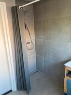 Douchegordijn grijs met stang sealskin, Ophalen, Zo goed als nieuw, Wit, Overige typen