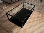 Zwart Stalen Salontafel met Glas, Ophalen, 100 tot 150 cm, 50 tot 100 cm, Minder dan 50 cm