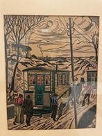 Roma voorstelling, woonwagen Franken, J Pzn. Houtsnede, Ophalen of Verzenden