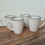 Set van 4 koffemokken / theemokken met oor zwart wit, Ophalen of Verzenden, Zo goed als nieuw, Overige stijlen, Kop(pen) en/of Schotel(s)
