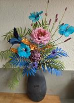 Mooi zgn Silk-ka boeket, bloemstuk, kunstbloemen incl vaas, Ophalen of Verzenden, Zo goed als nieuw