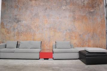 ZGANieuw Moroso Springfield design hoekbank in stof + leer beschikbaar voor biedingen