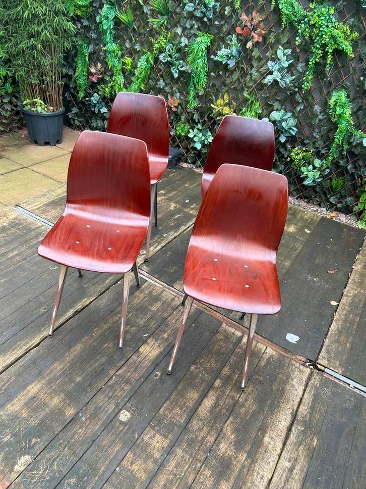 Vintage galvanitas school stoelen 4 stuks, Huis en Inrichting, Stoelen, Ophalen