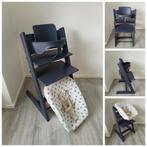 ZGAN! Stokke Tripp Trapp blauw grijs+babyset,newbornset,hoes, Ophalen of Verzenden, Zo goed als nieuw, Stokke Tripp Trapp, Stoelverkleiner