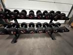 Vaste Rubberen Dumbells 12,5kg t/m 30kg + Opbergrek, Ophalen, Gebruikt, Dumbbell