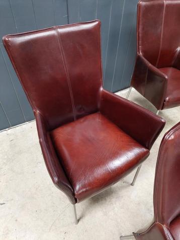 2-4-6 eetkamerstoelen, stoelen, buffelleder, leder, Foucault beschikbaar voor biedingen