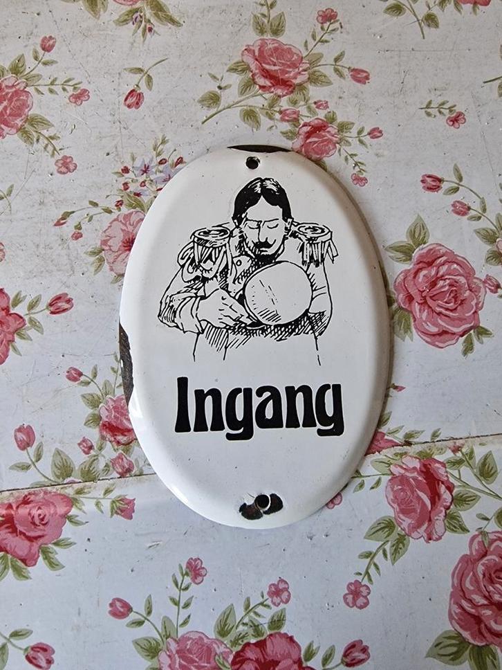 Emaille deurpost bordje ingang, Antiek en Kunst, Antiek | Emaille, Ophalen of Verzenden