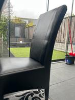 6 zwarte stoelen, Huis en Inrichting, Stoelen, Gebruikt, Zwart, Leer, Ophalen of Verzenden
