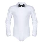Heren kostuum bodysuit / overhemd witte catsuit romper, Verzenden, Nieuw, Kleding