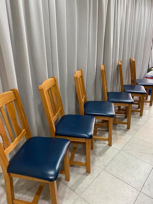 6 Eetkamerstoelen, Huis en Inrichting, Stoelen, Gebruikt, Vijf, Zes of meer stoelen, Hout, Blauw, Ophalen