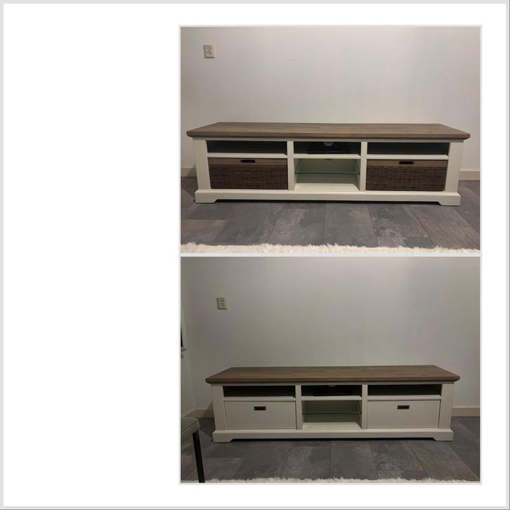 Landelijk tv meubel Draaibare laden, Huis en Inrichting, Kasten | Televisiemeubels, Zo goed als nieuw, Minder dan 100 cm, 150 tot 200 cm