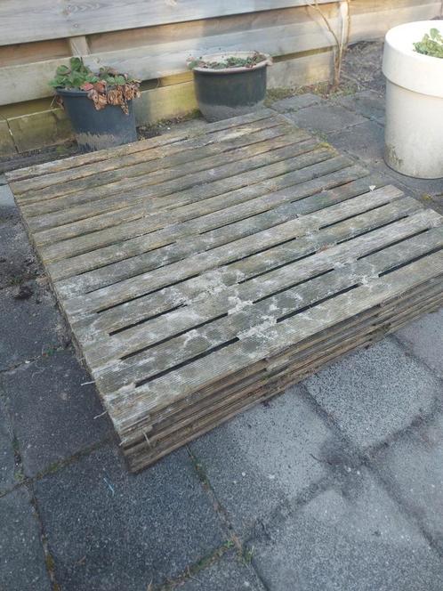 Houten terras vlonders, 6 stuks van 1m bij 1 m, Tuin en Terras, Terrasdelen en Vlonders, Gebruikt, Hout, Ophalen