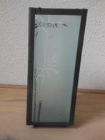 Te koop Windlicht Japanse look metaal met glas, bamboe zwart, Minder dan 25 cm, Ophalen of Verzenden, Kandelaar, Metaal