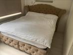 Bruin/beige tweepersoonbed, Beige, Tweepersoons, Ophalen of Verzenden, Zo goed als nieuw
