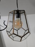 Hanglamp glas brons hexagon glas in lood, Ophalen, Zo goed als nieuw, Glas, Minder dan 50 cm