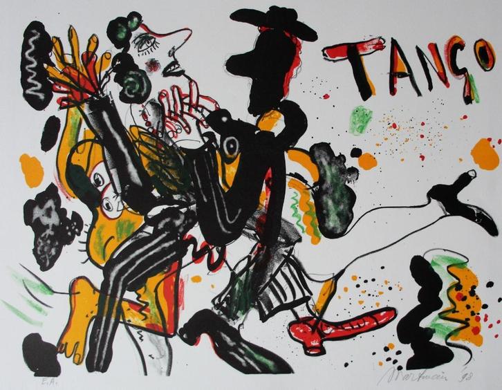 Anton Martineau - Litho: Tango - 1998, Antiek en Kunst, Kunst | Litho's en Zeefdrukken, Ophalen of Verzenden