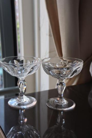 Antique Val St Lambert kristallen champagne coupes set van 2 beschikbaar voor biedingen