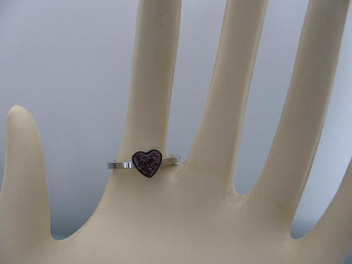 Kinderring hartje, amethist kristallen, maat 15, ongedragen, Sieraden, Tassen en Uiterlijk, Kindersieraden, Nieuw, Ring, Paars