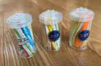 Cocktailprikkers kleurrijk plastic in koker 3 stuks vintage, Huis en Inrichting, Ophalen of Verzenden, Nieuw, Kunststof, Los bestek