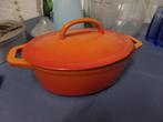 Ovale gietijzeren BEKA pan, oranje emaille, Ophalen