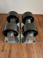 4 Massief metalen gelagerde zwaar last bok wielen 100mm, Ophalen of Verzenden, Zo goed als nieuw