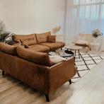 Bruine bank set 3 en 2 persoons, Ophalen, Gebruikt, 75 tot 100 cm, Stof