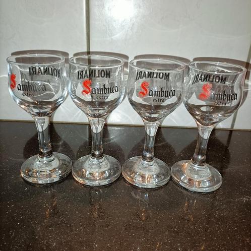 4 Sambuca Molinar glazen glas, Verzamelen, Glas en Borrelglaasjes, Zo goed als nieuw, Borrel- of Shotglas, Ophalen of Verzenden