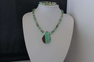 CHRYSOPRAAS ketting/armband-set beschikbaar voor biedingen