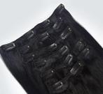 Zwarte clip-in mly hairextensions echt haar 50cm - 160g, Verzenden, Zo goed als nieuw, Pruik of Haarverlenging