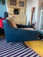 Donkerblauwe Vintage Comfortabele Stoel, Huis en Inrichting, Fauteuils, Ophalen, Gebruikt, Minder dan 75 cm, Stof