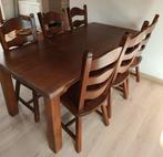 Massief eiken eettafel met 6 stoelen, Huis en Inrichting, Ophalen, Nieuw, 50 tot 100 cm, 150 tot 200 cm