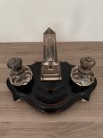Antieke Inktpot Kristal met Zilver, Ophalen of Verzenden