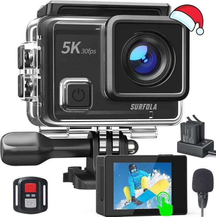 Surfola SF430 actioncam 5K-30fps, wifi, waterproof, Audio, Tv en Foto, Actiecamera's, Nieuw, Overige merken, Ophalen of Verzenden