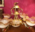 Kroonluchter art deco Italiaans messing goud lamp kap glas, Ophalen of Verzenden, Glas, Art deco / klassiek