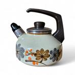 Vintage emaille fluitketel – jaren 70 / sanko ware japan, 1 tot 2 liter, Ophalen of Verzenden, Gebruikt