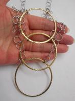 Zilveren prachtig modernist bicolor collier nr.831, Sieraden, Tassen en Uiterlijk, Kettingen, Met hanger, Verzenden, Zo goed als nieuw