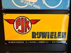 Pjk rijwielen emaille langcat, Ophalen of Verzenden, Gebruikt, Reclamebord