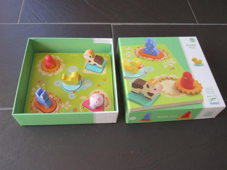 Houten dieren puzzel, Bildi, DJECO met 5 grote stukken, Kinderen en Baby's, Speelgoed | Kinderpuzzels, Gebruikt, 6 maanden tot 2 jaar
