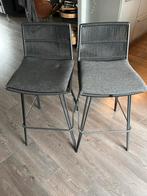 2 Antraciet Barkrukken met Rugleuning, Huis en Inrichting, Barkrukken, Met voetsteun, Ophalen of Verzenden, Zo goed als nieuw