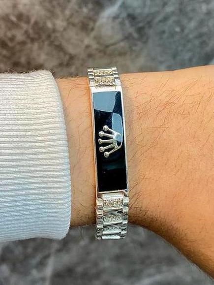 925 Zilveren Rolex Armband, Sieraden, Tassen en Uiterlijk, Armbanden, Nieuw, Goud, Goud, Ophalen of Verzenden